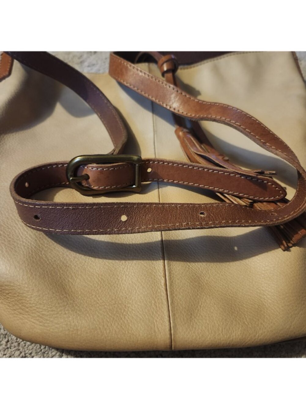 J. Jill Leather Crossbody Hobo Bucket Bag Boho Hippie Purse - Picture 6 of 15